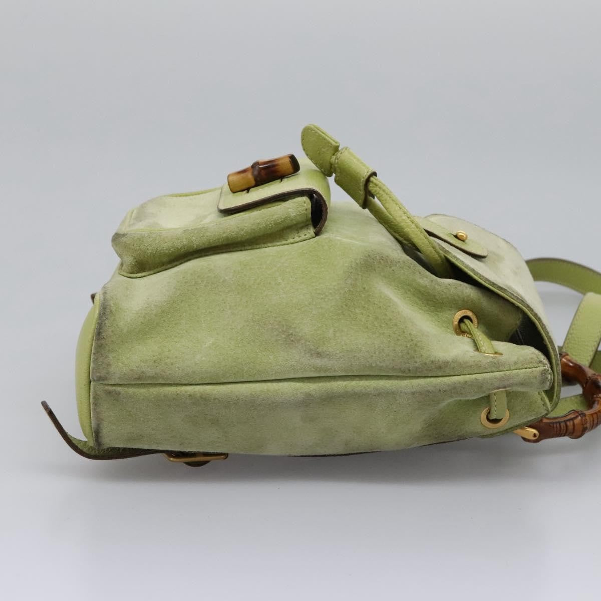 Gucci Gucci Bamboo Backpack Daim Green Suede Backpack Bag (Authentic  )
