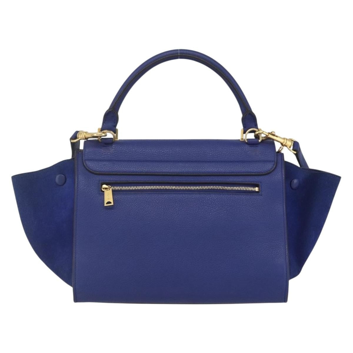 Celine Trapeze Bag Leather Blue Leather Handbag ( )