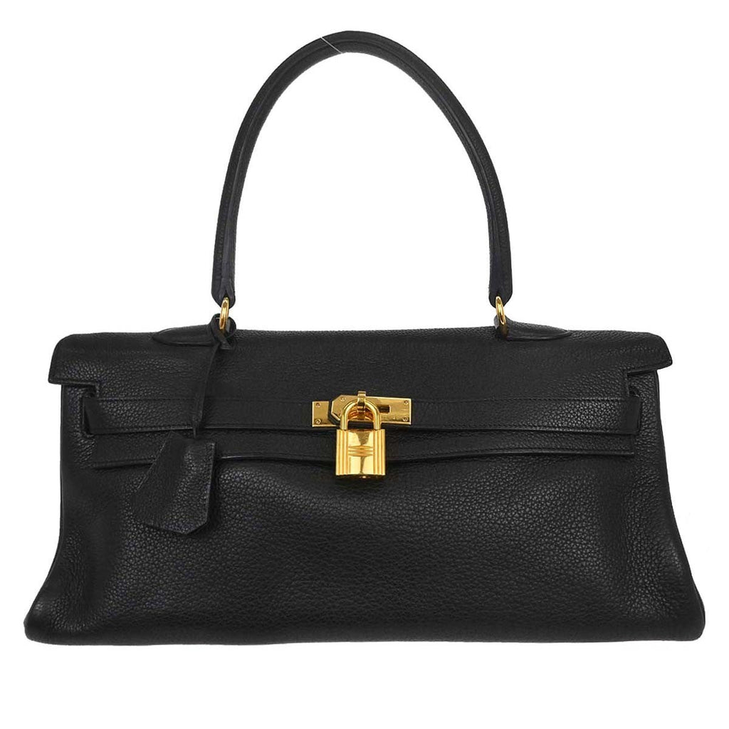Hermes Shoulder Kelly Bag Togo Black Leather Handbag (Authentic  )