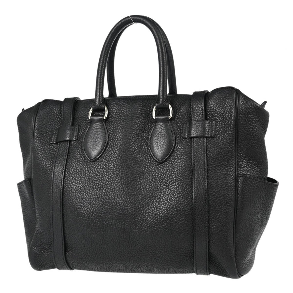 Hermes Pursangle Bag Leather Black Leather Handbag (Authentic  )