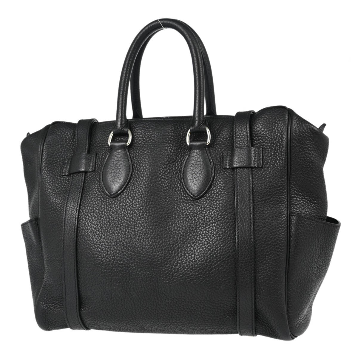Hermes Pursangle Bag Leather Black Leather Handbag (Authentic  )