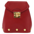 Salvatore Ferragamo Vintage Backpack Leather Red Leather Backpack Bag (Authentic  )