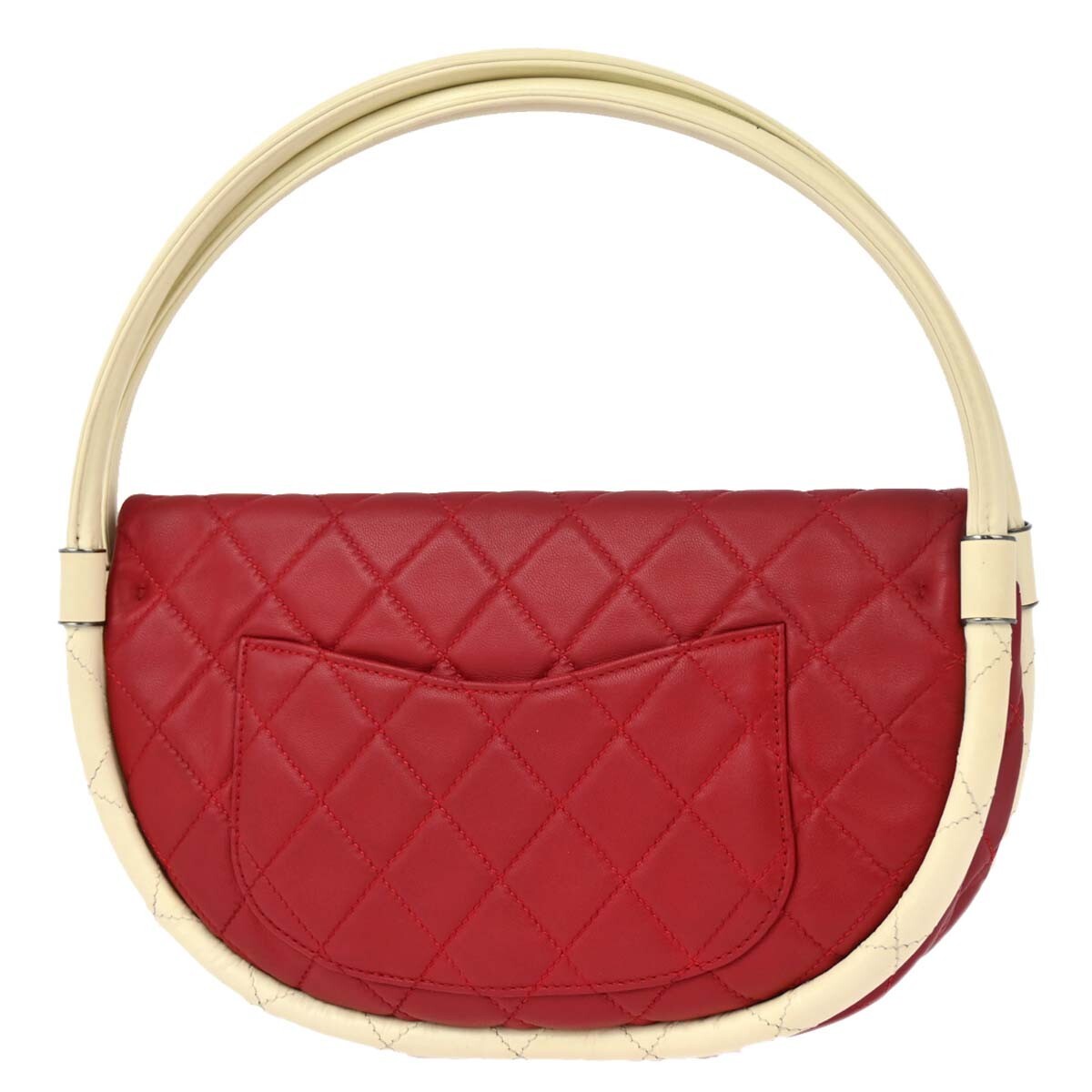 Chanel Hula Hoop Bag Quilted Lambskin Red Lamb Handbag (Authentic  )