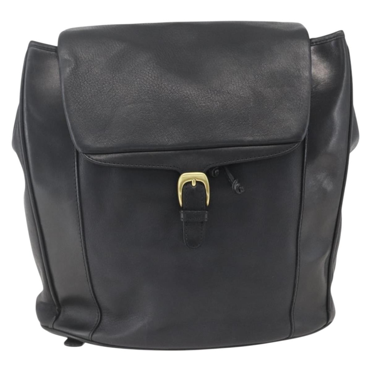 Bally Vintage Backpack Leather Black Leather Backpack Bag (Authentic  )