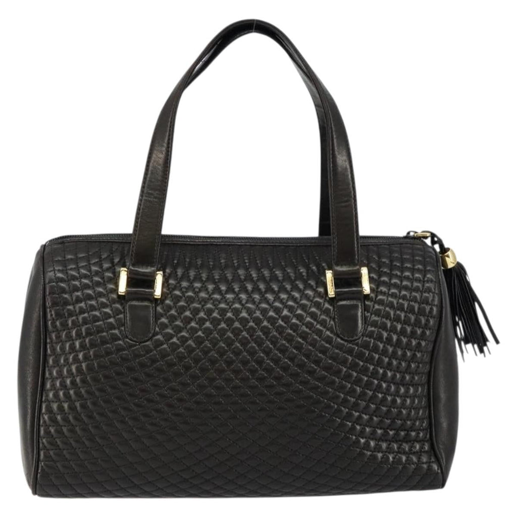 Bally Vintage Handbag Quilted Leather Black Leather Handbag (Authentic  )