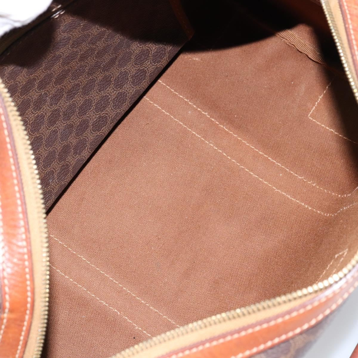 Celine Vintage Macadam Boston Bag Canvas Brown Canvas Handbag (Authentic  )