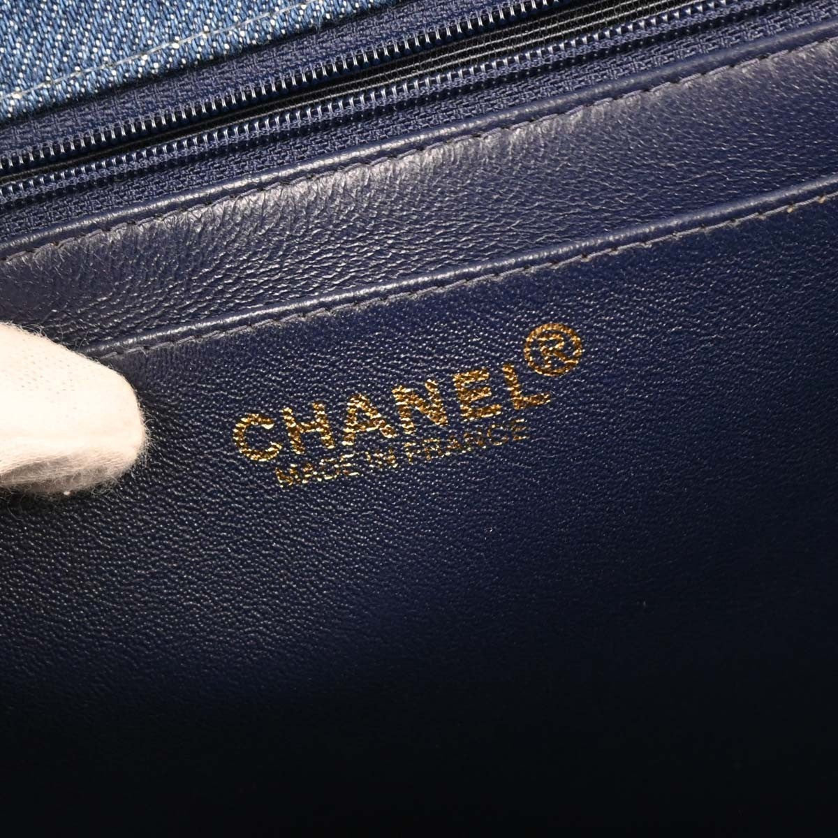 Chanel Vintage Classic Top Handle Flap Bag Denim Blue Denim_Jeans Handbag (Authentic  )