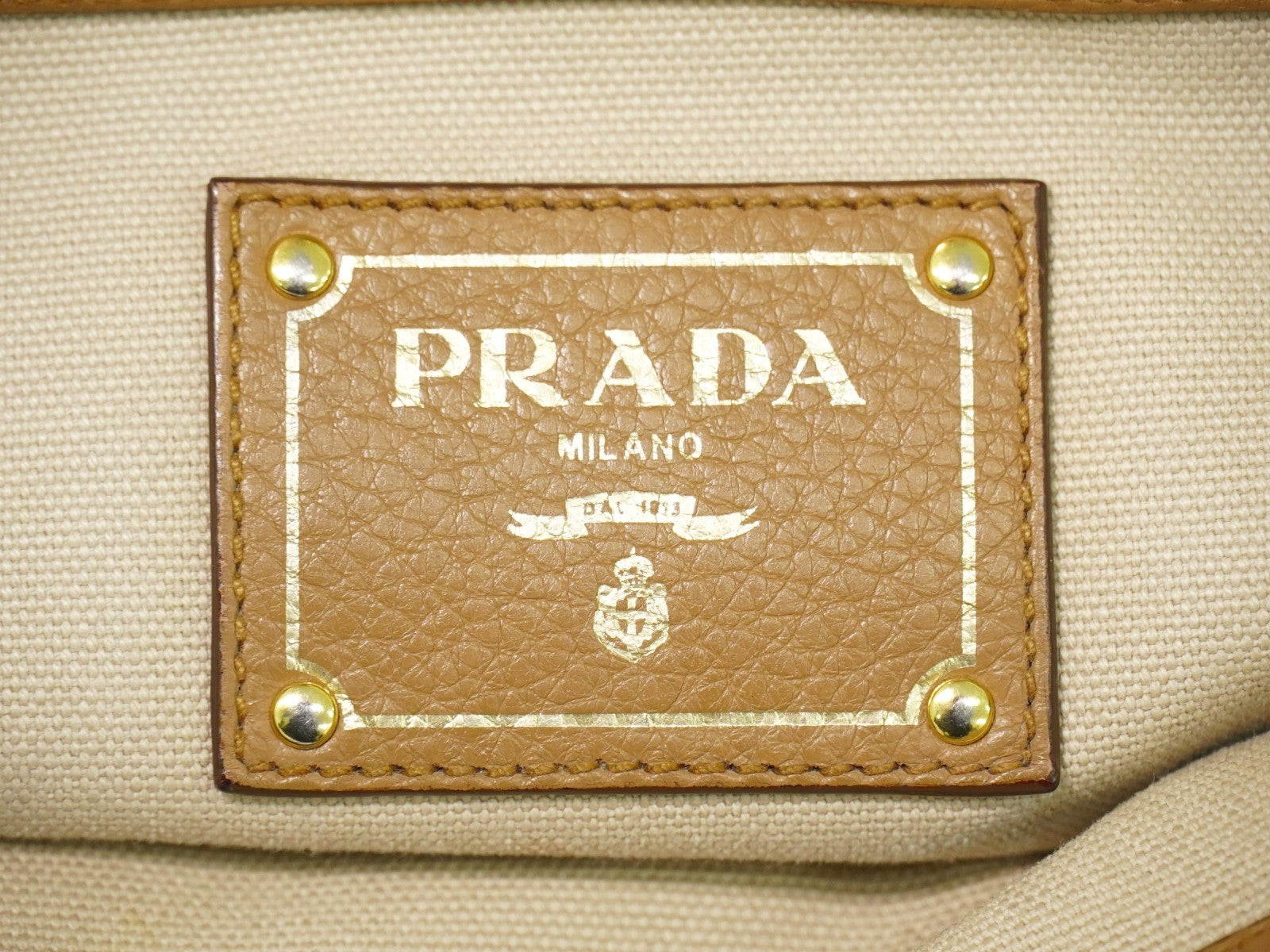 Prada Vintage Handbag Leather Beige Leather Handbag (Authentic  )