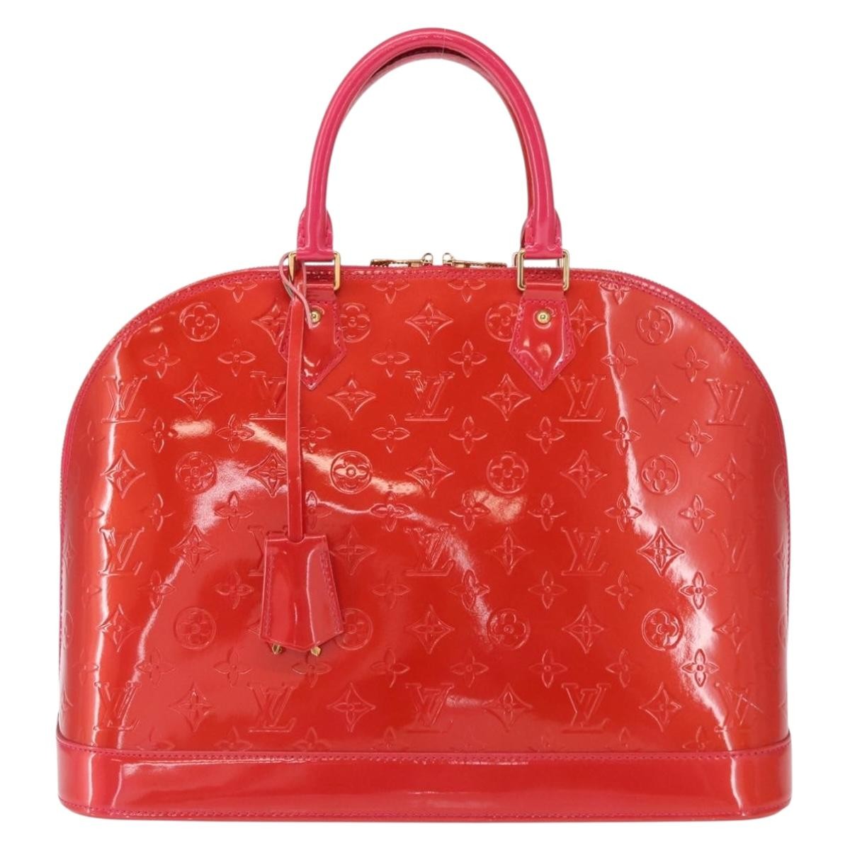 Louis Vuitton Alma Handbag Monogram Vernis Red Patent_Leather Handbag (Authentic  )
