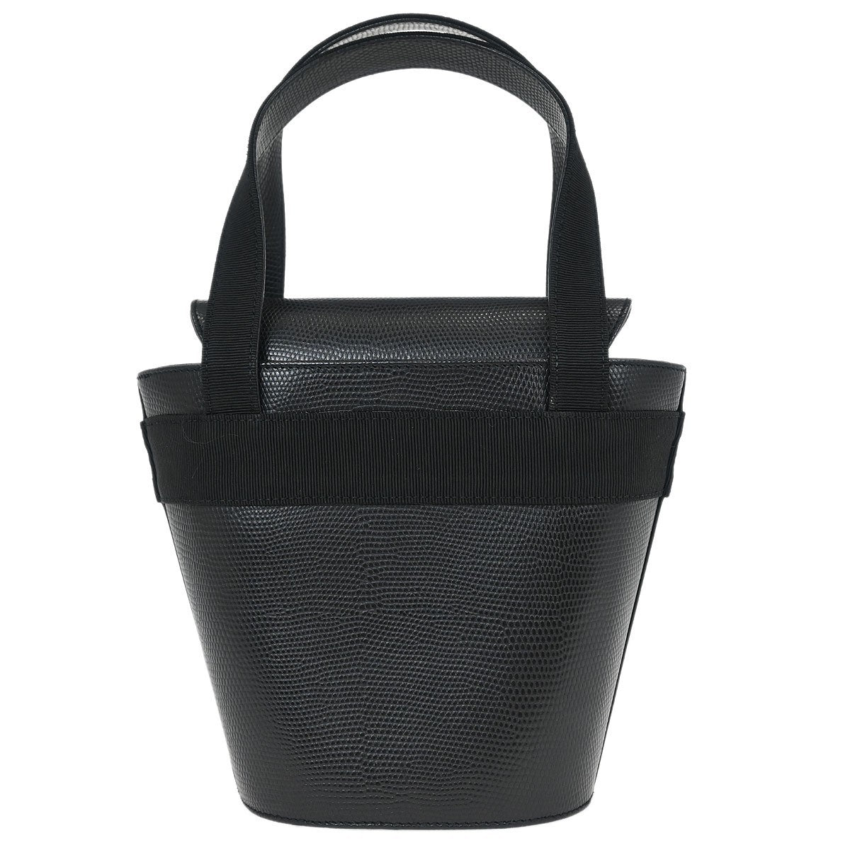 Salvatore Ferragamo Vara Bow Top Handle Bucket Bag Leather Black Leather Handbag (Authentic  )
