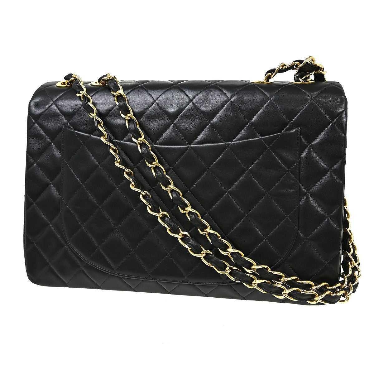 Chanel Flap Shoulder Bag Leather Black Leather Handbag ( )