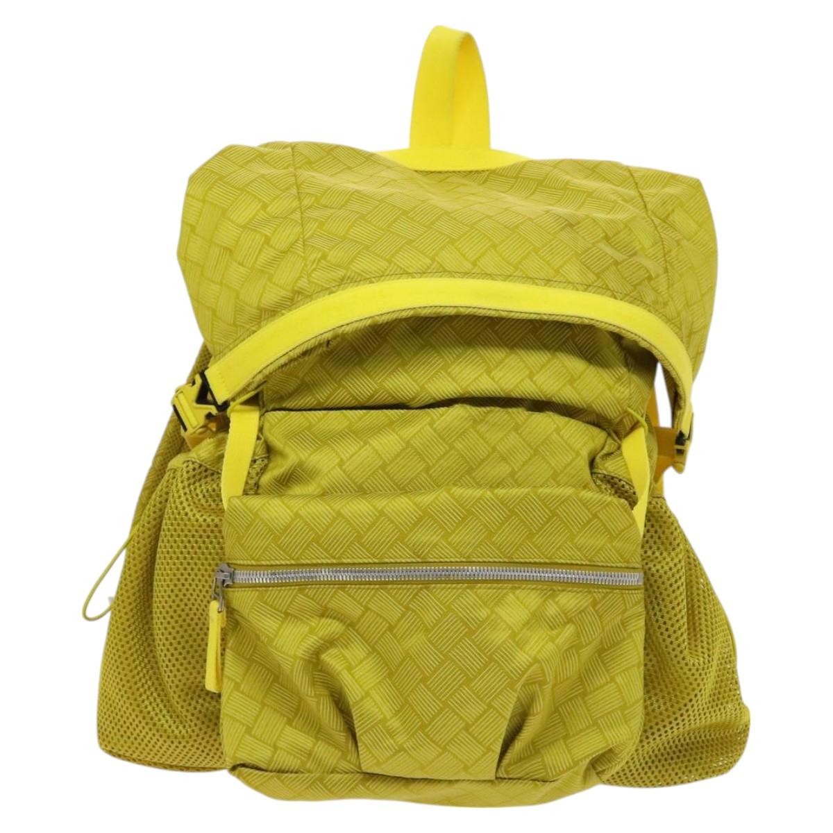 Bottega Veneta Vintage Backpack Nylon Yellow Nylon Backpack Bag (Authentic  )