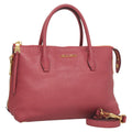 Miu Miu Convertible Madras Side Zip Satchel Grainy Leather Pink Leather Bag (Authentic  )