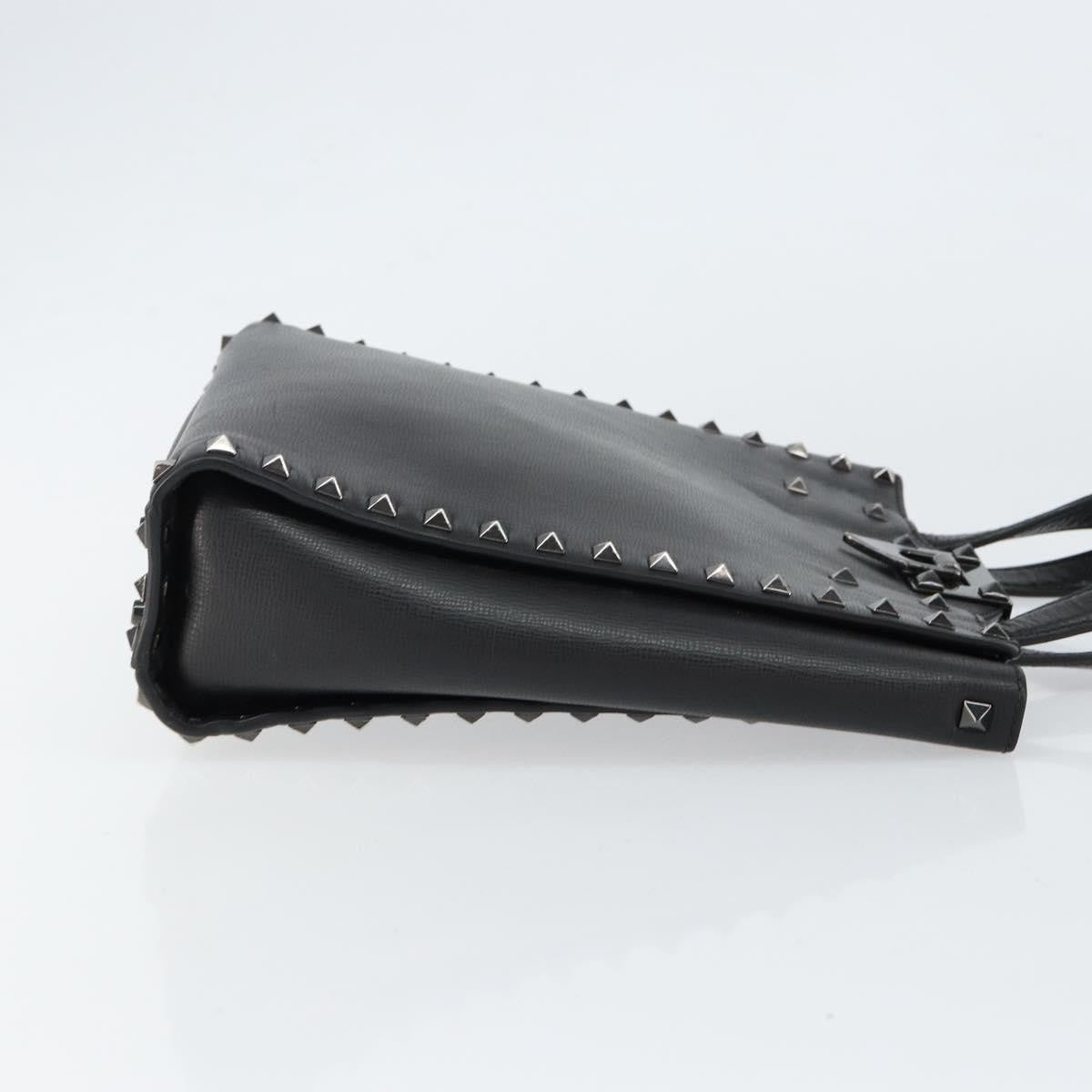 Valentino Garavani Rockstud Tote Rigid Leather Black Leather Handbag (Authentic  )
