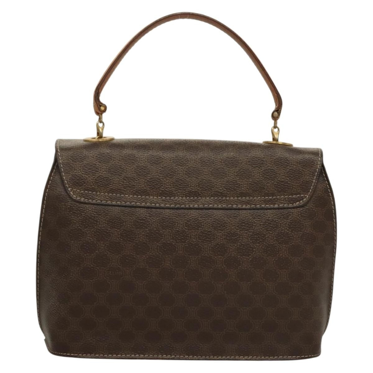 Celine Macadam Handbag Macadam With Leather Brown Canvas Handbag (Authentic  )