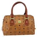 MCM Visetos Logogramme Handbag Canvas And Leather Brown Canvas Handbag (Authentic  )