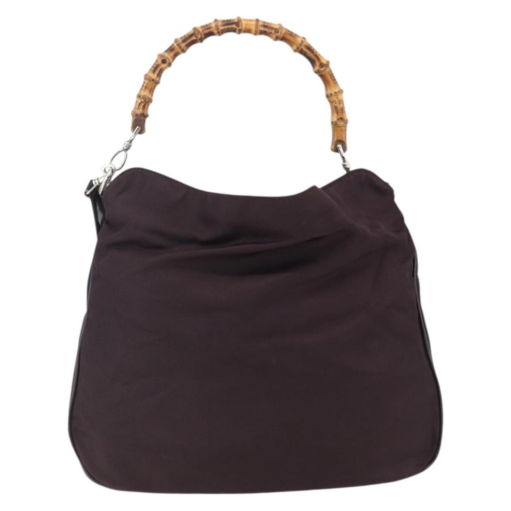 Gucci Vintage Bamboo Handle Bag Nylon Burgundy Nylon Handbag ( )