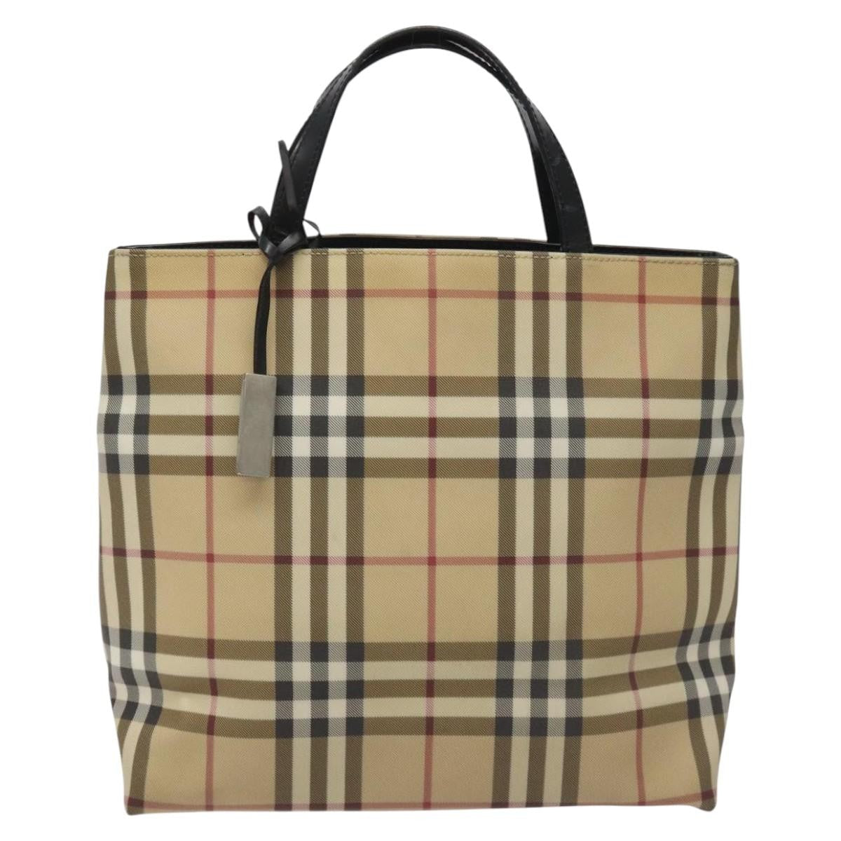 Burberry Nova Check Handbag Nova Check Canvas Beige Canvas Handbag (Authentic  )
