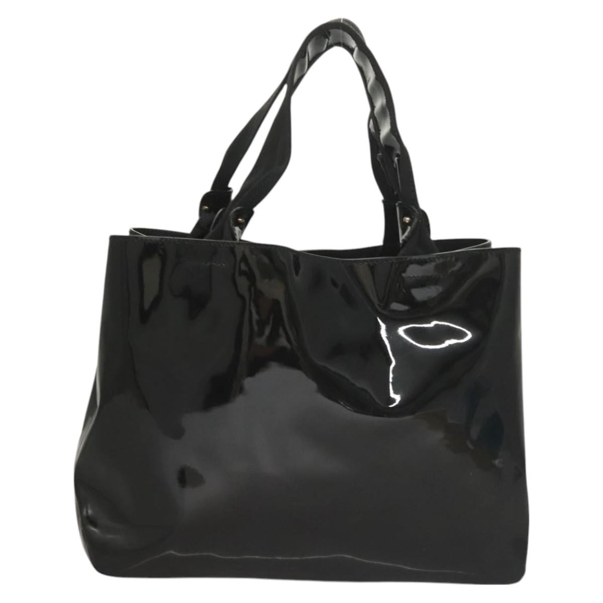 Salvatore Ferragamo Vala Handbag Patent Leather Black Patent_Leather Handbag (Authentic  )