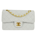 Chanel Timeless - Classic Double Flap Bag Leather White Leather Handbag ( )