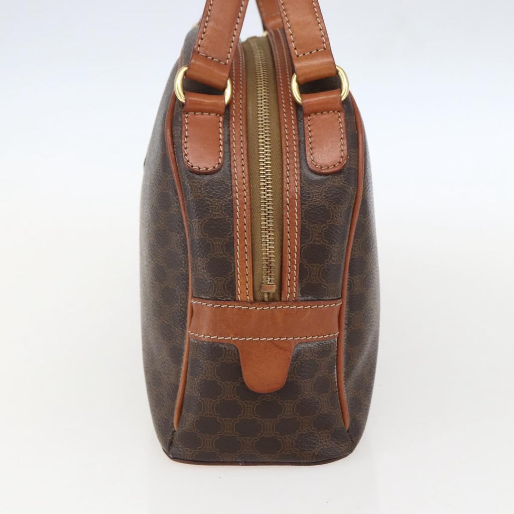 Celine Vintage Macadam Handbag Canvas And Leather Brown Canvas Handbag (Authentic  )