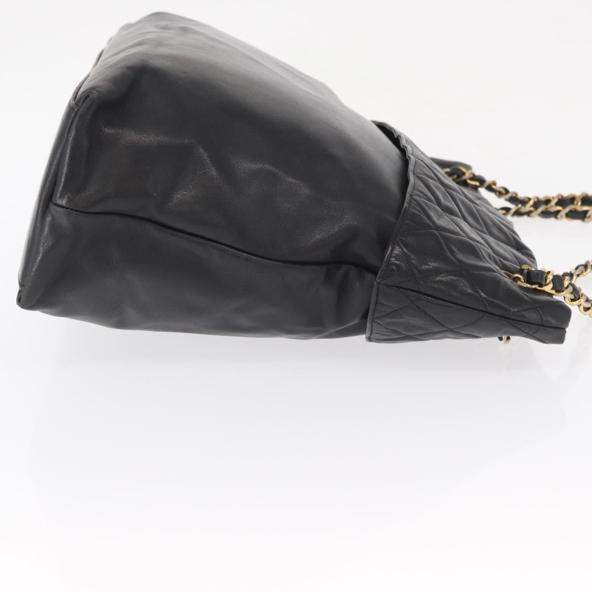 Chanel Chain Tote Leather Black Leather Handbag (Authentic  )
