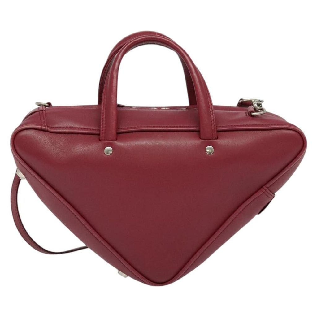 Balenciaga Triangle Duffle Bag Leather Red Leather Handbag (Authentic  )
