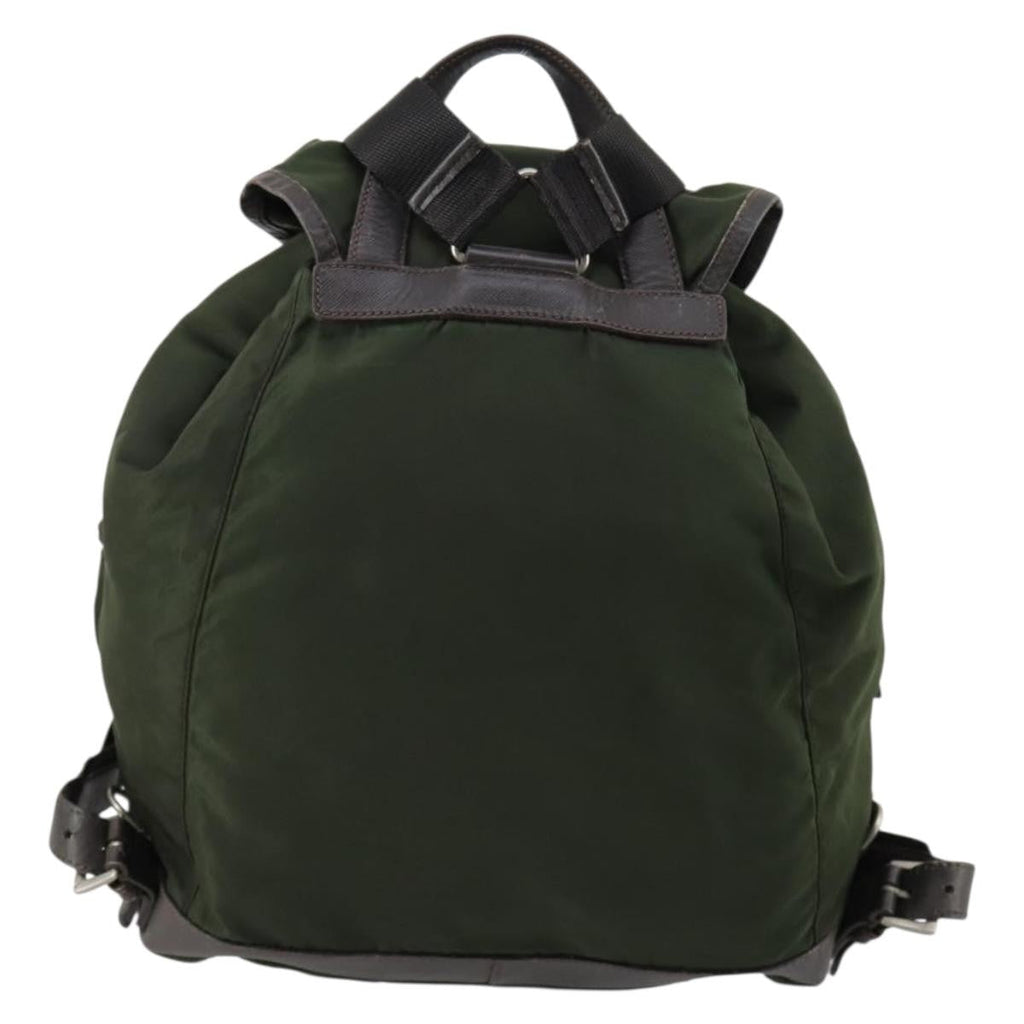 Prada Double Front Pocket Backpack Tessuto Khaki Nylon Backpack Bag (Authentic  )