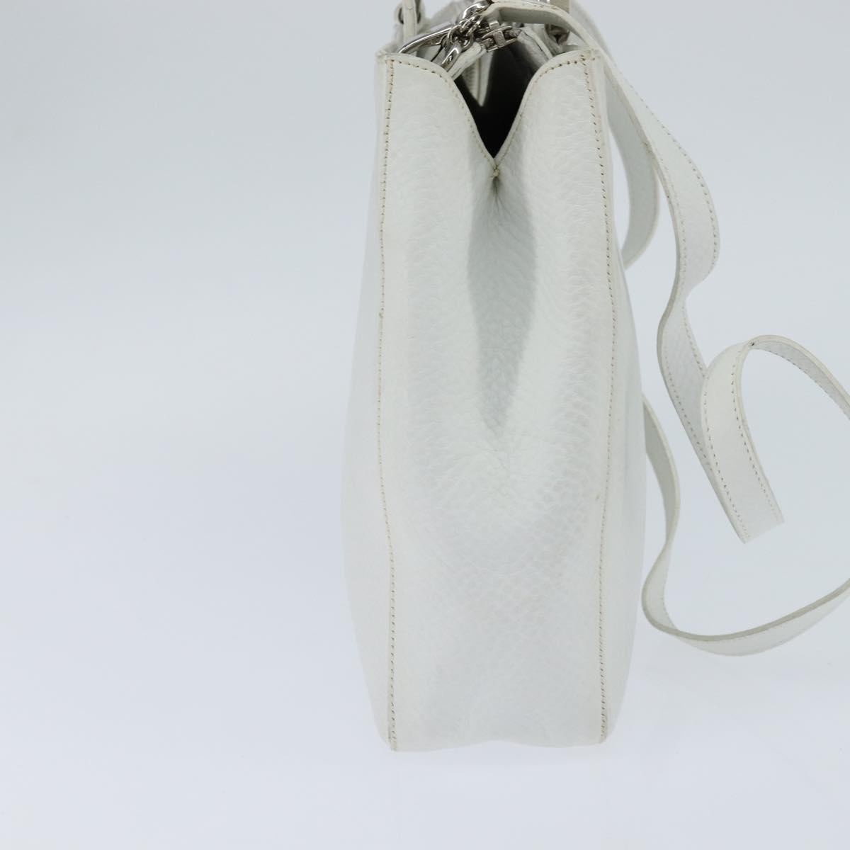 Salvatore Ferragamo Gancini Handbag Leather White Leather Handbag (Authentic  )