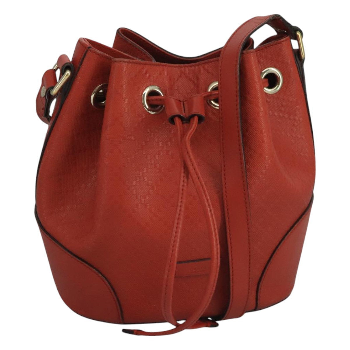 Gucci Bright Bucket Bag Diamante Leather Orange Leather Bag (Authentic  )