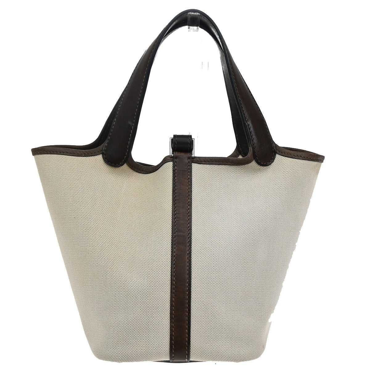 Hermes Picotin Bag Toile And Leather Beige Canvas Bag ( )