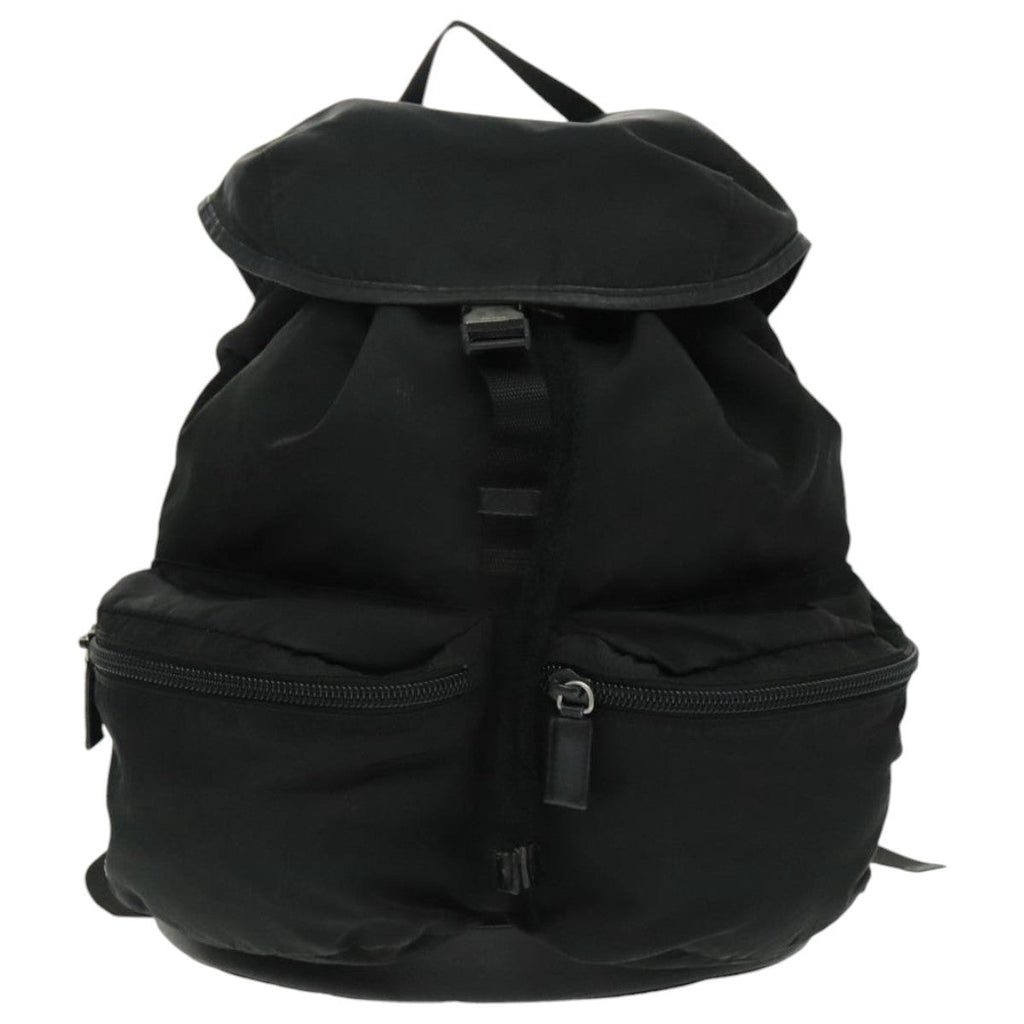 Prada Double Front Pocket Backpack Tessuto Black Nylon Backpack Bag (Authentic  )