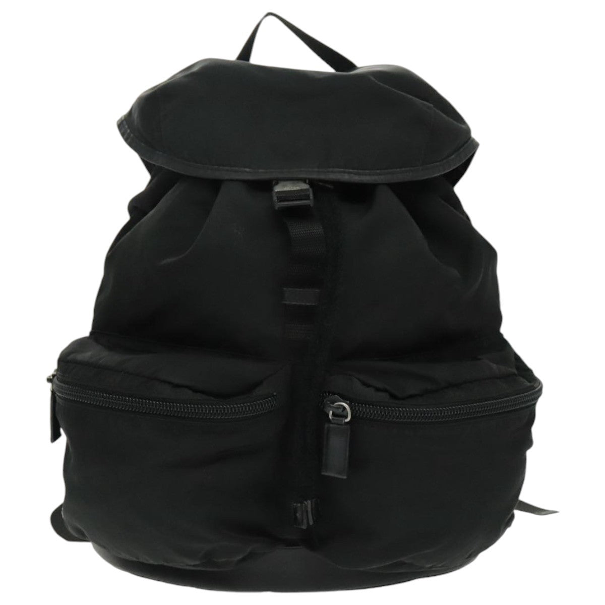 Prada Double Front Pocket Backpack Tessuto Black Nylon Backpack Bag (Authentic  )
