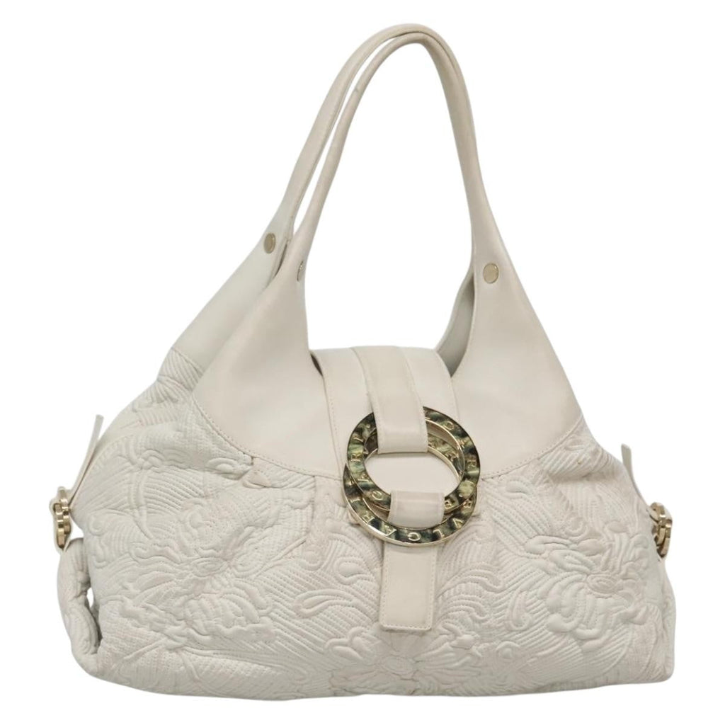 Bvlgari Chandra Hobo Leather White Leather Handbag (Authentic  )
