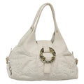 Bvlgari Chandra Hobo Leather White Leather Handbag (Authentic  )