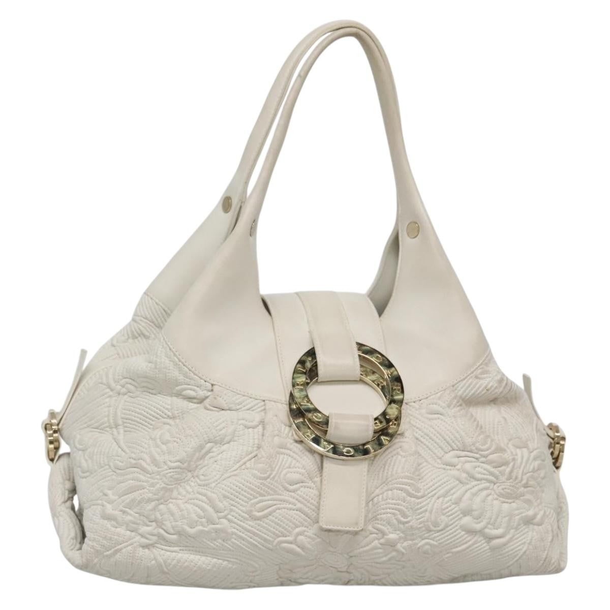 Bvlgari Chandra Hobo Leather White Leather Handbag (Authentic  )