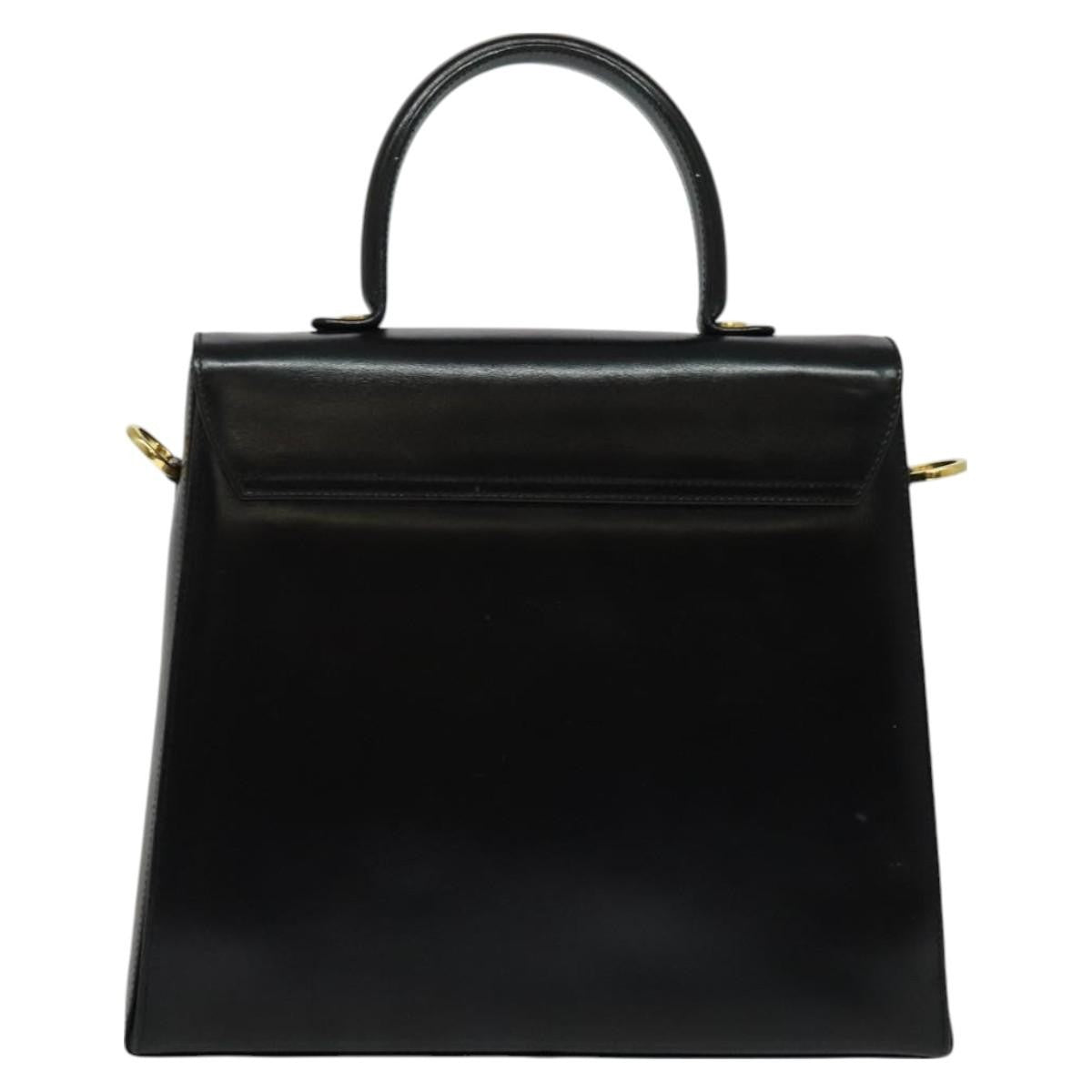 Salvatore Ferragamo Gancini Convertible Top Handle Bag Leather Black Leather Handbag (Authentic  )