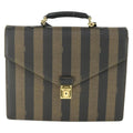 Fendi Vintage Pequin Briefcase Bag Coated Canvas Brown Canvas Briefcase Bag (Authentic  )