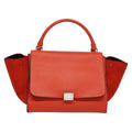 Celine Trapeze Bag Leather With Suede Red Leather Handbag (Authentic  )