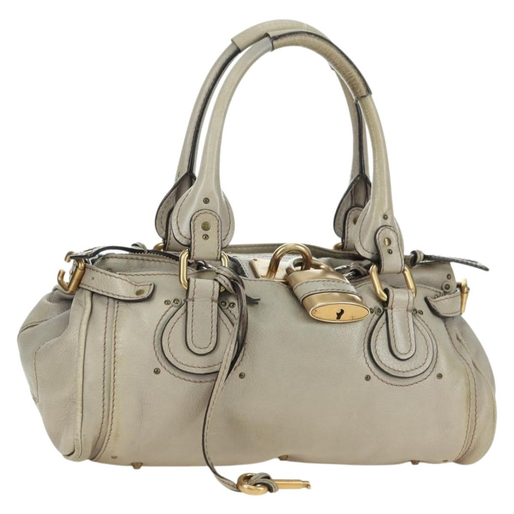 Chloe Paddington Lock Handbag Leather Beige Leather Handbag ( )