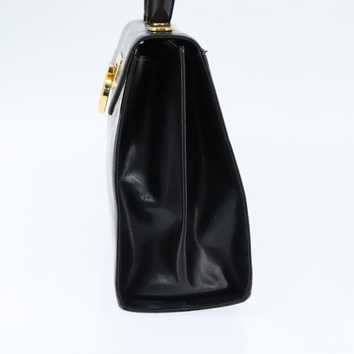Salvatore Ferragamo Gancini Convertible Top Handle Bag Leather Black Leather Handbag (Authentic  )