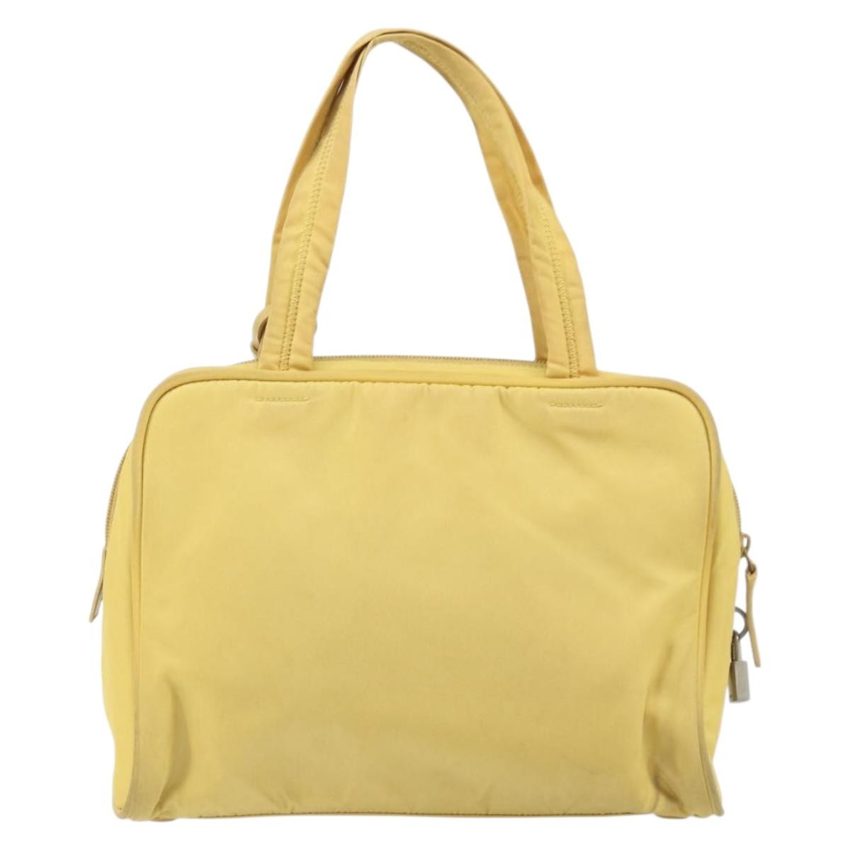 Prada Zip Around Tote Tessuto Yellow Nylon Handbag (Authentic  )