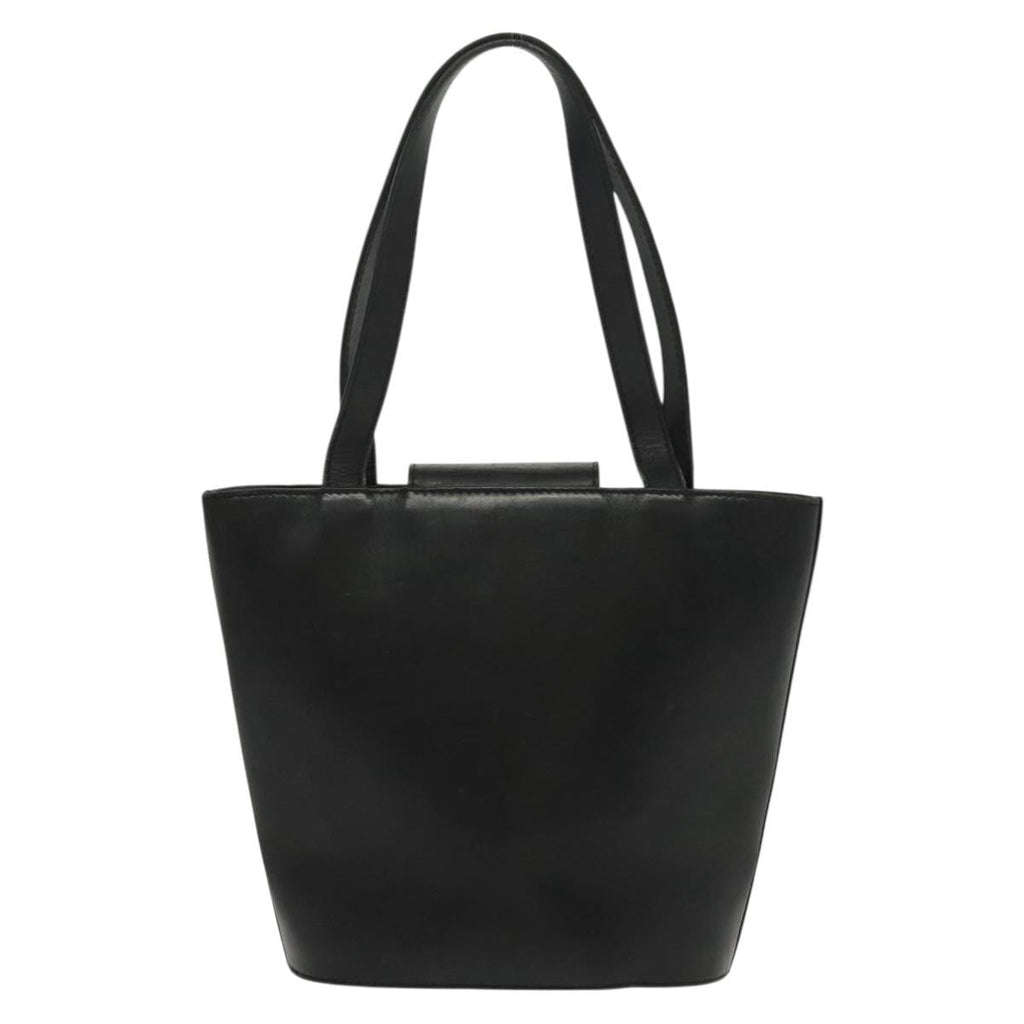 Salvatore Ferragamo Vintage Handbag Leather Black Leather Handbag (Authentic  )