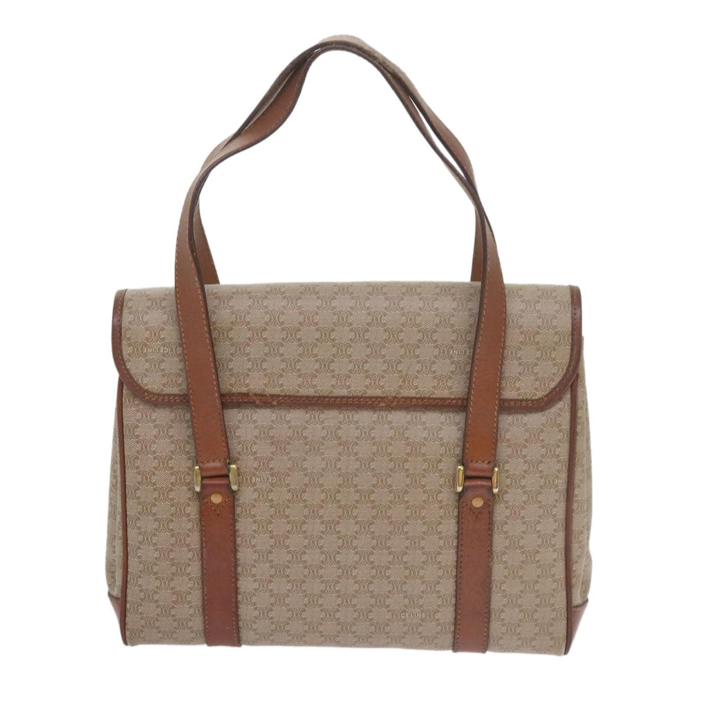 Celine Vintage Macadam Handbag Canvas And Leather Beige Canvas Handbag (Authentic  )