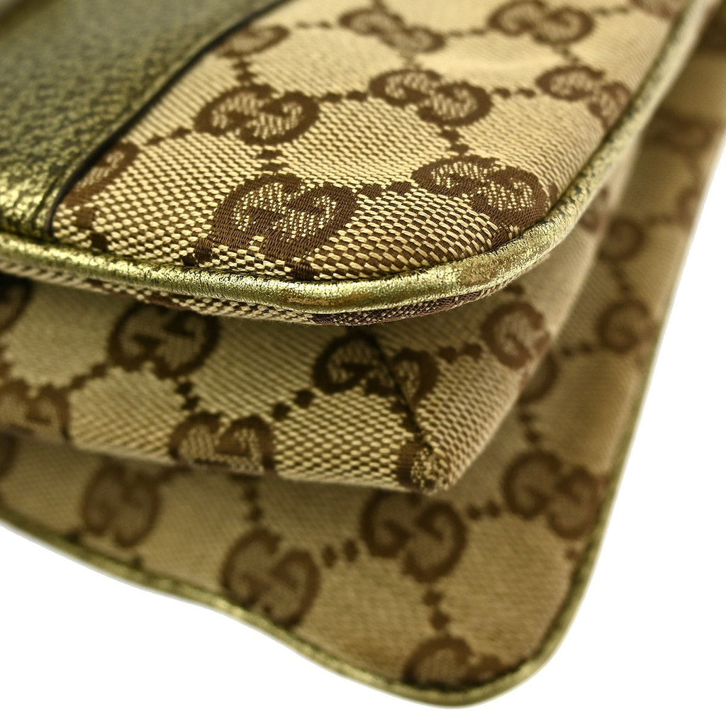 Gucci Belted Bucket Tote Gg Canvas With Leather Beige Canvas Handbag ( )
