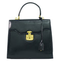 Gucci Vintage Lady Lock Top Handle Bag Leather Navy Leather Handbag (Authentic  )