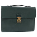 Louis Vuitton Serviette Kourad Briefcase Taiga Leather Green Leather Briefcase Bag (Authentic  )