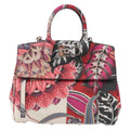 Salvatore Ferragamo Studio Satchel Printed Leather Multicolour Leather Handbag (Authentic  )