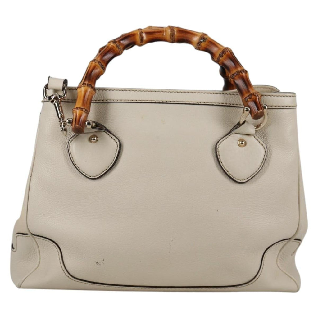 Gucci Diana Bamboo Top Handle Tote Leather White Leather Handbag (Authentic  )