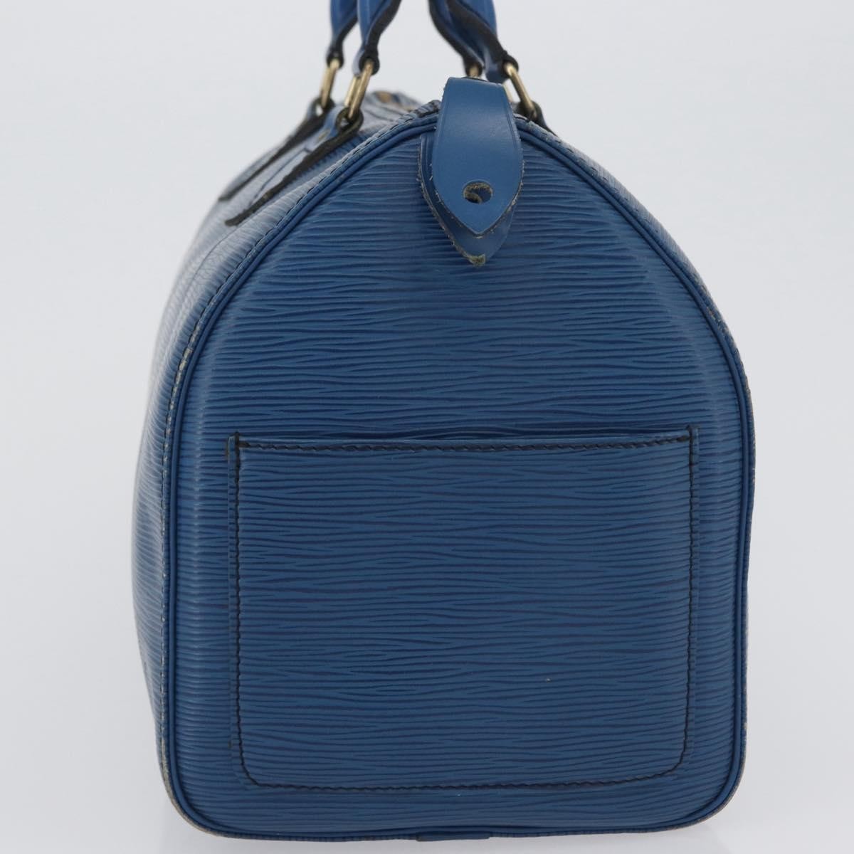 Louis Vuitton Speedy Handbag Epi Leather Blue Leather Handbag (Authentic  )